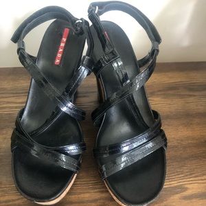 Prada cork wedge sandals